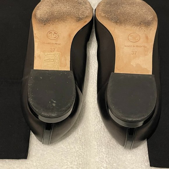 Chanel Ballet Flats - Black, Size 37 Patent Cap Toe - Picture 4 of 6